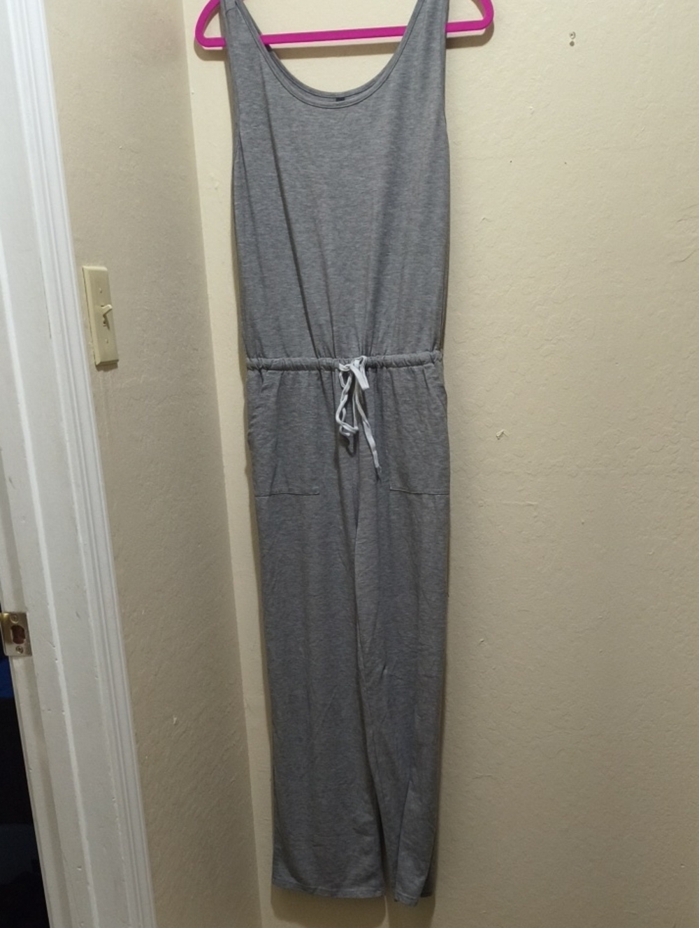 Casual Sleeveless Grey Jumpsuit with Drawstring